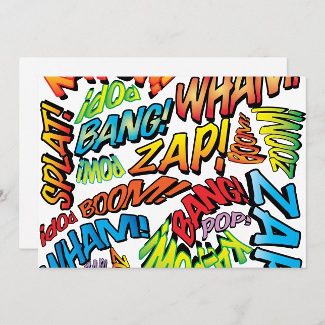 Convite Sons de Arte Pop de Quadrinhos Retrô Divertidos (Frente/Verso)