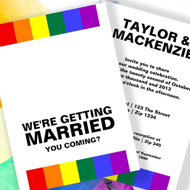 Convite Sons de Casamento Diversão Gay Arco-íris Orgulho (Wedding Sounds Gay Fun Rainbow Pride Invitation by Ricaso
Sounds gay, I'm in LGBTQ same sex wedding
)