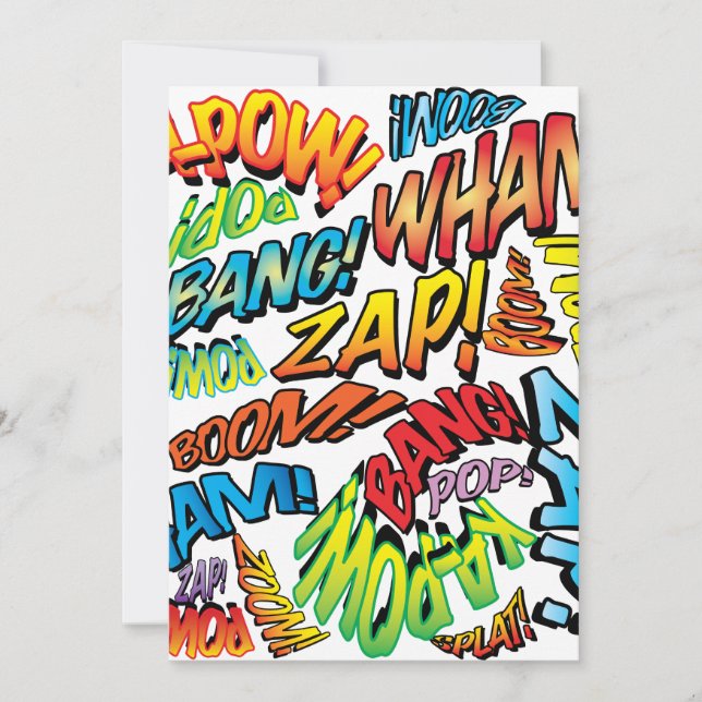 Convite Sons de Pop de Arte Retro Comic Book (Frente)