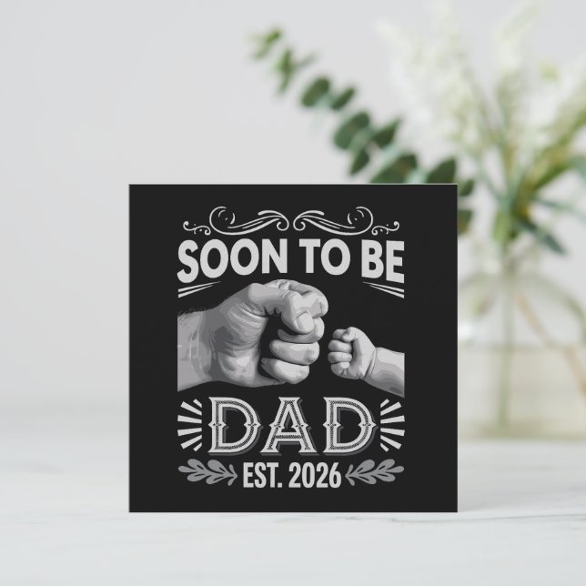 Convite Soon to be Dad 2026 Pregnancy Announcement (Em pé/Frente)