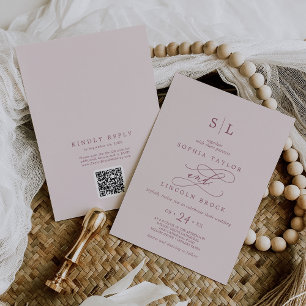Convite SOPHIA QR Code Burgundy Blush All In One Wedds (Es