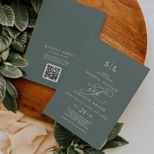 Convite SOPHIA QR Code Tropical Green - Tudo em um casamen