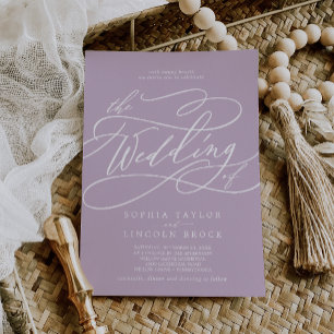 Convite SOPHIA Simple Modern Lilac Roxo Casamento da prima