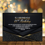 Convite Sophisticated Black Dourado 60th Surprise Birthday<br><div class="desc">Este na moda e elegante convite de aniversário preto, enquadrado em ouro, 60º é perfeito para aqueles que querem fazer uma declaração e dar o tom para o seu evento semissformal ou de gravata negra. O fundo preto proporciona um aspecto elegante e sofisticado, enquanto o quadro dourado adiciona a quantidade...</div>