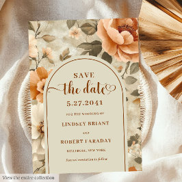 Convite Sophisticated Boho Neutral Beige Sage Save Date