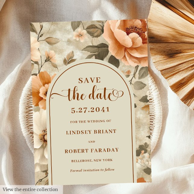 Convite Sophisticated Boho Neutral Beige Sage Save Date (Sophisticated Boho Neutral Beige Sage Save Date)