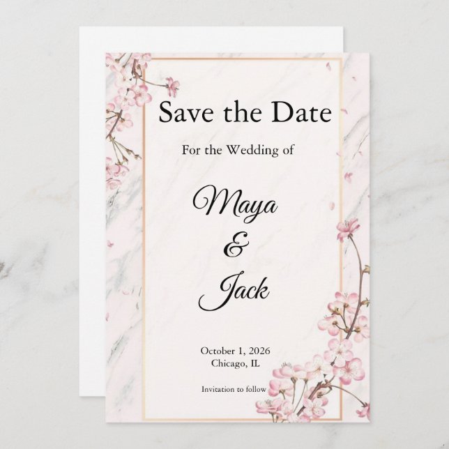 Convite Sophisticated Save the Dates (Frente/Verso)