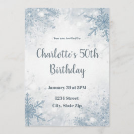 Convite Sophisticated Winter 50th Birthday Invitation