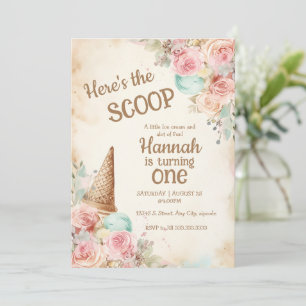 Convite Soros de gelo, flores e cone de sorvete