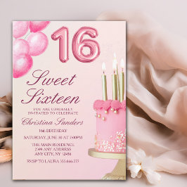 Convite Sorprise Birthday Party 16th Birthday with Numers 