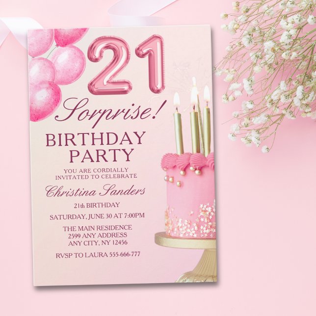 Convite Sorprise Birthday Party 21th Birthday with Numers  (Criador carregado)