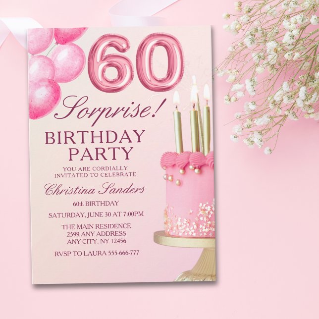 Convite Sorprise Birthday Party 60th Birthday with Numers  (Criador carregado)