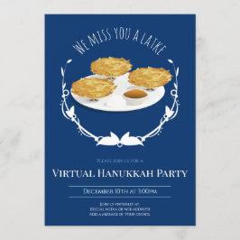Convite Sorriso Latkes Blue White Virtual Hanukkah Party