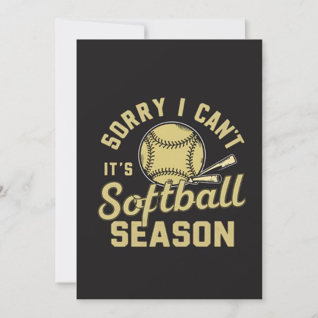 Convite Sorry I Can't It's Softball Season Quote (Frente)