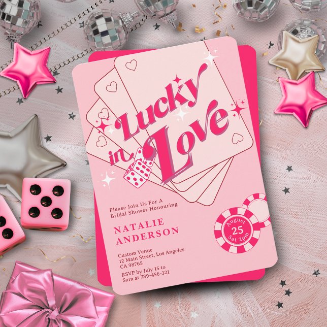 Convite Sorte no Chá de panela do Casino Dice e Chips (Lucky in Love Casino Dice & Chips Bridal Shower Invitation)