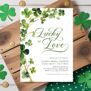 Convite Sortuda no Amor Chuveiro de Noiva Trevo Verde