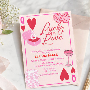 Convite Sortuda no Amor Pink Casino Chá de Noiva