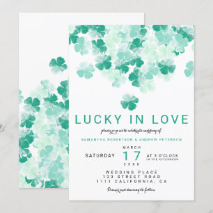Convite Sortudo no amor trevo verde St Patrick casamento c