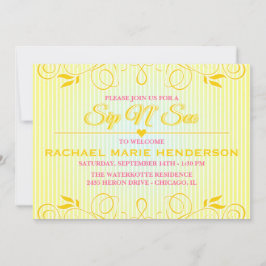 Convite Sorva e veja listras amarelas modernas do Flourish