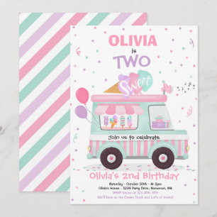 Convite Sorvete 2 Caminhão de Sorvete de segundo aniversár