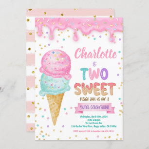 Convite Sorvete 2, pintura rosa de segundo aniversário doc