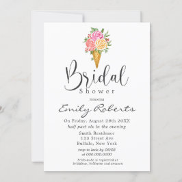 Convite Sorvete Amarelo cor-de-rosa Chá de panela Cone In