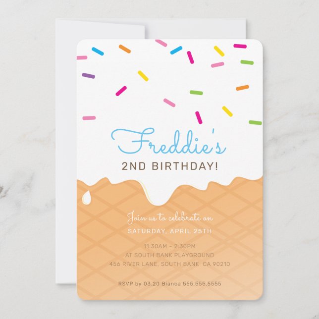 Convite sorvete aniversário de criança  casinha aspersão a (Frente)