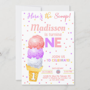 Convite Sorvete, aqui está o primeiro aniversario da moça.