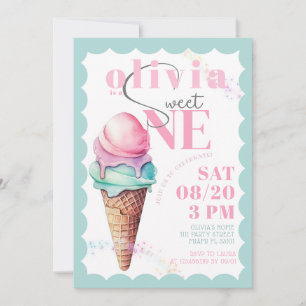 Convite Sorvete Arco-Íris Doce Primeiro 1º Aniversário