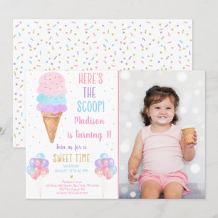 Convite Sorvete Arco-Íris Este é o aniversário do Coop