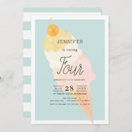 Convite Sorvete Azul Claro Aniversário