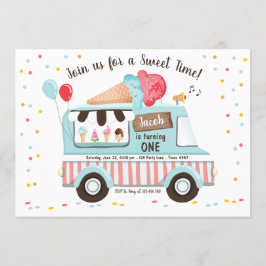 Convite Sorvete Caminhão Primeiro Aniversário Chamando Gar