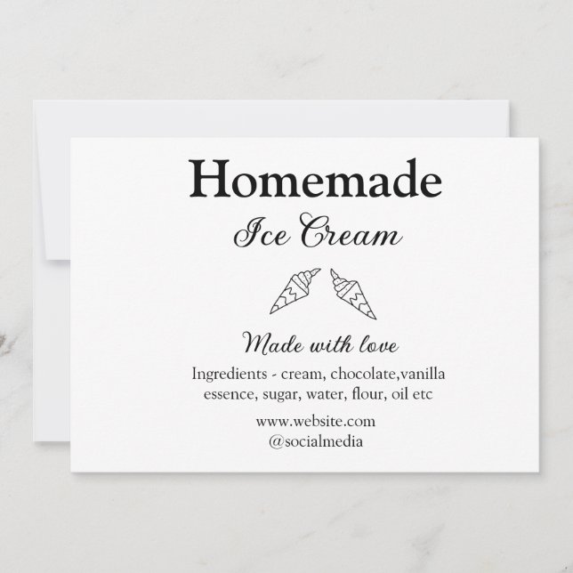 Convite Sorvete caseiro adiciona ingredientes feitos com a (Frente)