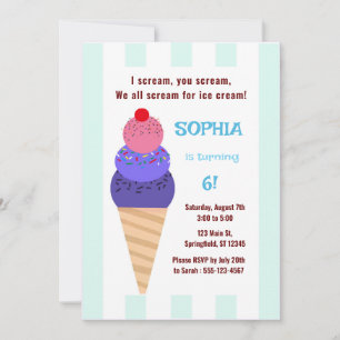 Convite Sorvete Cone Birthday