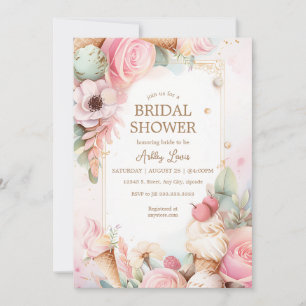 Convite Sorvete cones de sorvete floral