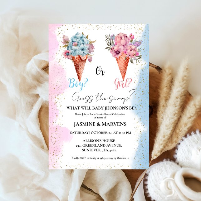 Convite Sorvete de aquarela acha que o gênero revela (Criador carregado)