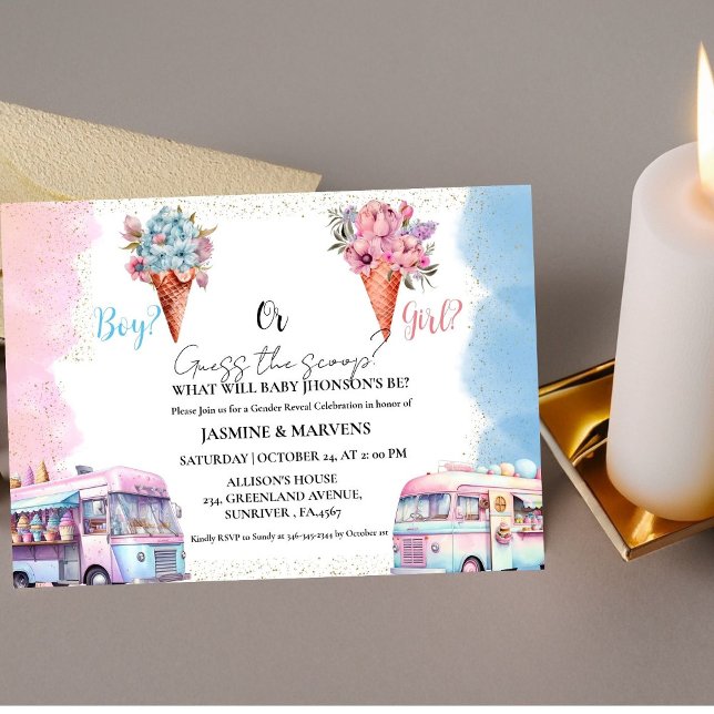 Convite Sorvete de aquarela acha que o gênero revela (Criador carregado)