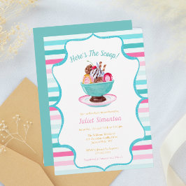 Convite Sorvete de Aquarela Sundae Baby Shower