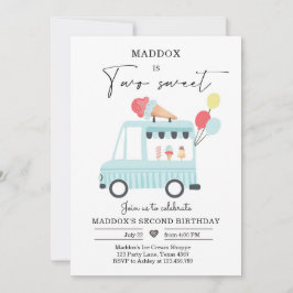 Convite Sorvete De Caminhão Convidar Garoto Dois Doce