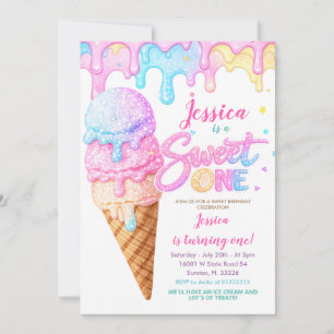 Convite Sorvete Doce Um Pastel Glitter Aniversário