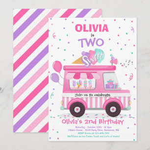 Convite Sorvete Dois Caminhão do Sorvete do segundo anive
