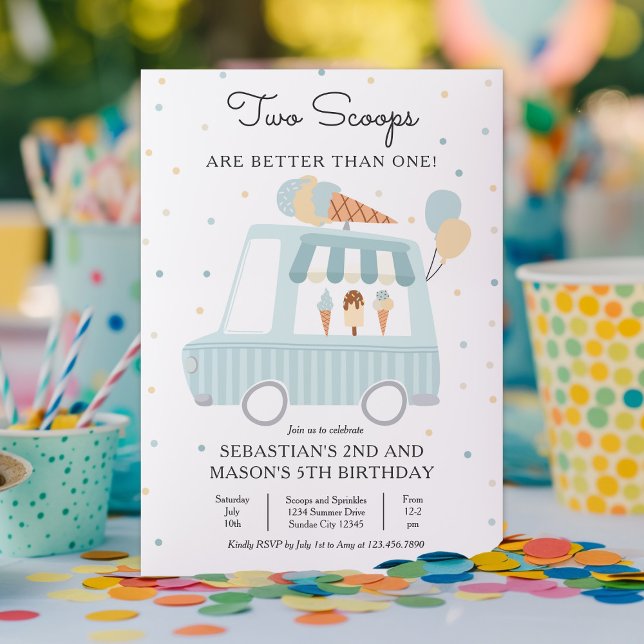 Convite Sorvete Dois Copos São Melhores Que Um Aniversário (Criador carregado)