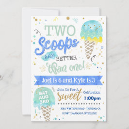 Convite Sorvete Dois Scoops Aniversário Boys