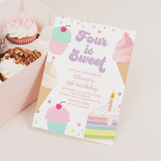 Convite Sorvete e Bolo 4º Aniversário (Criador carregado)