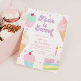 Convite Sorvete e Bolo de 4º Aniversário