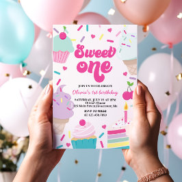Convite Sorvete e Bolo Doce Um 1º Aniversário