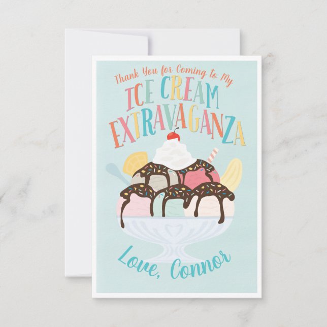 Convite Sorvete Extravaganza Festa de aniversário Obrigado (Frente)