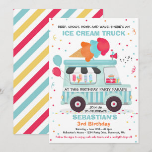 Convite Sorvete Festa de aniversário por Aniversário