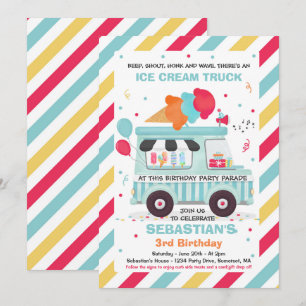 Convite Sorvete Festa de aniversário por Parada de Aniver