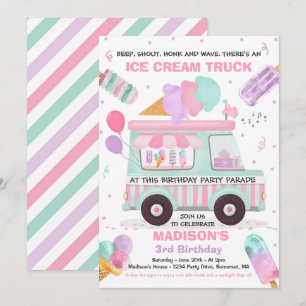 Convite Sorvete Festa de aniversário por Parada de Aniver